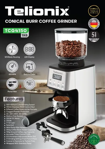 آسیاب قهوه تلیونیکس مدل TCG4150